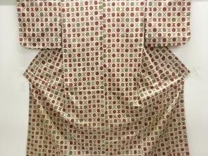 アンティーク　抽象リボン模様織り出し銘仙着物